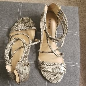 Snakeskin strappy sandal